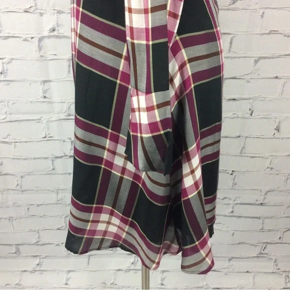 Loft Plaid Tie Back Dress, Size 12 - Picture 9 of 14